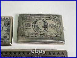 Set of 3 Vintage Cigarette Holders with US Currency Image Engraved