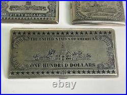 Set of 3 Vintage Cigarette Holders with US Currency Image Engraved