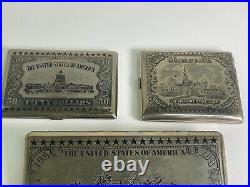 Set of 3 Vintage Cigarette Holders with US Currency Image Engraved