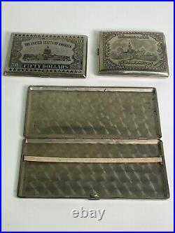 Set of 3 Vintage Cigarette Holders with US Currency Image Engraved