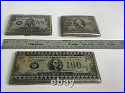 Set of 3 Vintage Cigarette Holders with US Currency Image Engraved