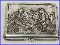 Silver Tone Metal Cigarette Box Rare Old Vintage