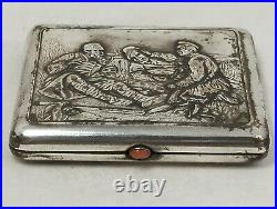 Silver Tone Metal Cigarette Box Rare Old Vintage