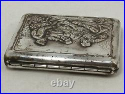 Silver Tone Metal Cigarette Box Rare Old Vintage