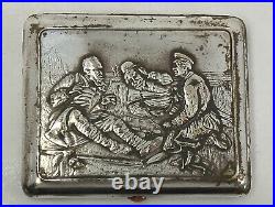 Silver Tone Metal Cigarette Box Rare Old Vintage