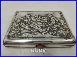 Silver Tone Metal Cigarette Box Rare Old Vintage