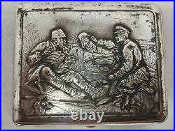 Silver Tone Metal Cigarette Box Rare Old Vintage