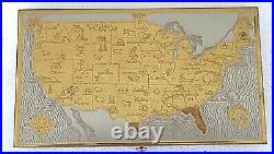 Unique Vintage Wadsworth US States Map cigarette case, card box Compact Wallet