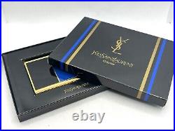 Unused Vintage YVES SAINT LAURENT YSL Logo Cigarette Holder Case Blue Box & Tag