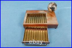 VINTAGE 1940's ART DECO REVOLVING WORLD GLOBE GERMAN CIGARETTE COMPACT MUSIC BOX