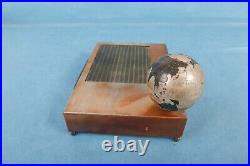 VINTAGE 1940's ART DECO REVOLVING WORLD GLOBE GERMAN CIGARETTE COMPACT MUSIC BOX