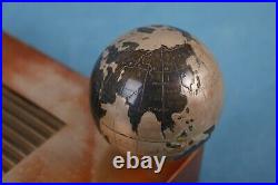 VINTAGE 1940's ART DECO REVOLVING WORLD GLOBE GERMAN CIGARETTE COMPACT MUSIC BOX