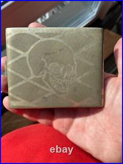 VINTAGE 1960s Cigarette Case! STYLE Memento Mori Skull VICTORIAN box Doctor's