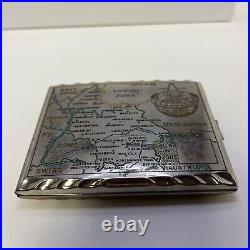 VINTAGE CIGARETTE CASE Maps Of Germany And America Chrome, Post WWII Military