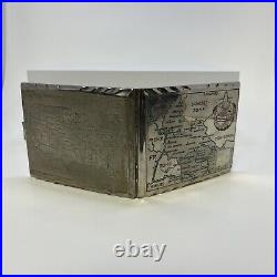 VINTAGE CIGARETTE CASE Maps Of Germany And America Chrome, Post WWII Military