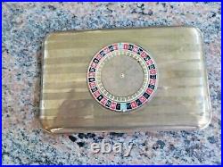 VINTAGE GOLD PLATED MAJESTIC ROULETTE WHEEL withFABRIC TABLE LAYOUT CIGARETTE CASE