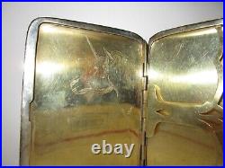 VINTAGE HALLMARKED STERLING SILVER CIGARETTE CASE with GOLD INTERIOR & UNICORN