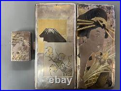 VINTAGE WWII ERA JAPANESE Geisha SILVER'950' MONOGRAMMED CIGARETTE CASE Lighter