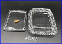 VTG Fostoria Colony Crystal Cigarette Box withLid & Original Label Mid Century MCM