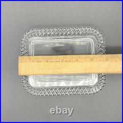 VTG Fostoria Colony Crystal Cigarette Box withLid & Original Label Mid Century MCM