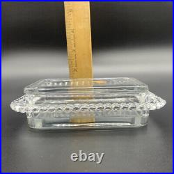 VTG Fostoria Colony Crystal Cigarette Box withLid & Original Label Mid Century MCM