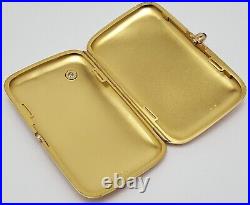 Vintage 14K Yellow Gold Diamond Sapphire Cigarette Holder Make Up Eye Liner Case