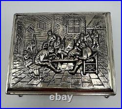 Vintage 1851 Dutch Hh 90 Silver Travern Scene 4 X 3 1/2 Cigarette Humidor Box