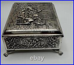 Vintage 1851 Dutch Hh 90 Silver Travern Scene 4 X 3 1/2 Cigarette Humidor Box