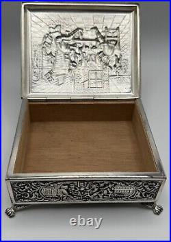 Vintage 1851 Dutch Hh 90 Silver Travern Scene 4 X 3 1/2 Cigarette Humidor Box