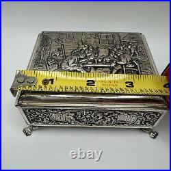 Vintage 1851 Dutch Hh 90 Silver Travern Scene 4 X 3 1/2 Cigarette Humidor Box