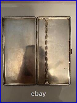 Vintage 1920's Sterling Silver Cigarette Case with Hand Chased Leaf Pattern