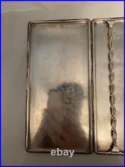 Vintage 1920's Sterling Silver Cigarette Case with Hand Chased Leaf Pattern