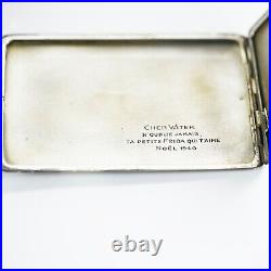 Vintage 1940 Silver Plate Enamelled Black Cigarette or Joint Case