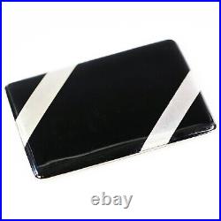 Vintage 1940 Silver Plate Enamelled Black Cigarette or Joint Case