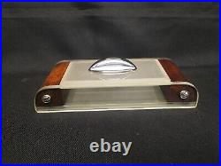 Vintage 1940s Beveled Glass Desktop Cigarette Case with Teak Accents