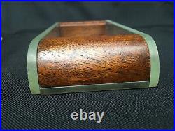 Vintage 1940s Beveled Glass Desktop Cigarette Case with Teak Accents