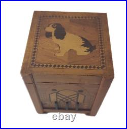 Vintage 1940s Dog Cigarette Dispenser Wooden Box Occupied Japan