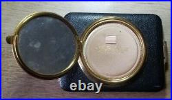 Vintage 1940s Lin Bren Blue Leather Cigarette Case Powder Compact Antique RARE