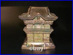 Vintage 1940s Solid Brass Japanese Pagoda Cigarette Holder & Dispenser