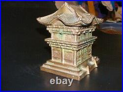 Vintage 1940s Solid Brass Japanese Pagoda Cigarette Holder & Dispenser