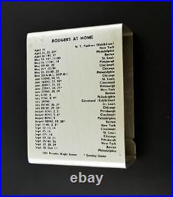 Vintage 1950 Brooklyn Dodgers Baseball Team Home Schedule Metal Cigarette Case