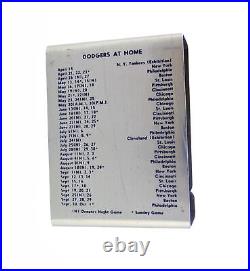 Vintage 1950 Brooklyn Dodgers Baseball Team Home Schedule Metal Cigarette Case