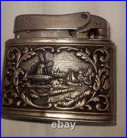 Vintage 1952 MYFLAM Duplex pocket cigarette lighter with silver casing