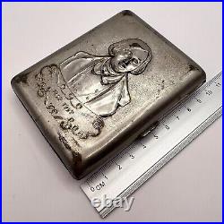 Vintage 1952 Soviet Russian USSR Nickel Steel Jubilee Cigarette Case Gogol 100 g