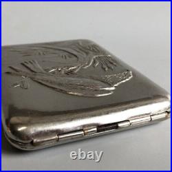 Vintage 1970s Soviet Cigarette Case Metal Eagle USSR Gift Bird Hawk Stamp