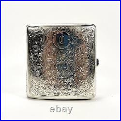 Vintage 925 Sterling Silver Pocket Cigarette Card Case Holder Engraved