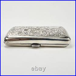 Vintage 925 Sterling Silver Pocket Cigarette Card Case Holder Engraved