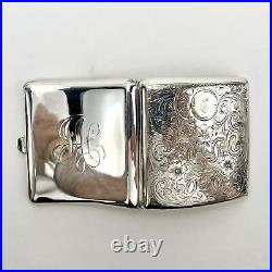 Vintage 925 Sterling Silver Pocket Cigarette Card Case Holder Engraved