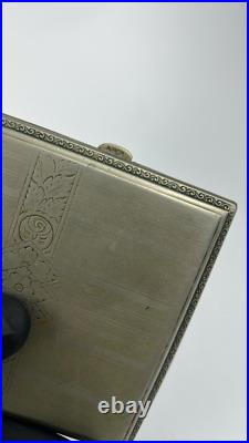 Vintage Alpaca Silver Monogrammed Cigarette Box Case Handmade Germany 110 gr