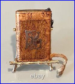 Vintage Antique 1882 Sterling Silver Karelian Birch Vesta Cigarette Case Box Old